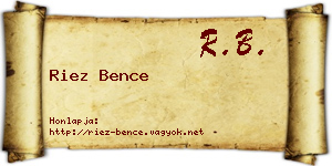 Riez Bence névjegykártya